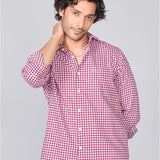 Red & White Checked Giza Cotton Twill Shirt