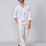 White Embroidered Linen Rich Shirt
