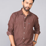 Chocolate Brown Cotton Denim Shirt