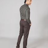 Olive Green Checked Giza Cotton Shirt