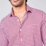 Red & White Checked Giza Cotton Twill Shirt