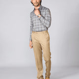 Light Grey Checked Japanese Lycra Shirt