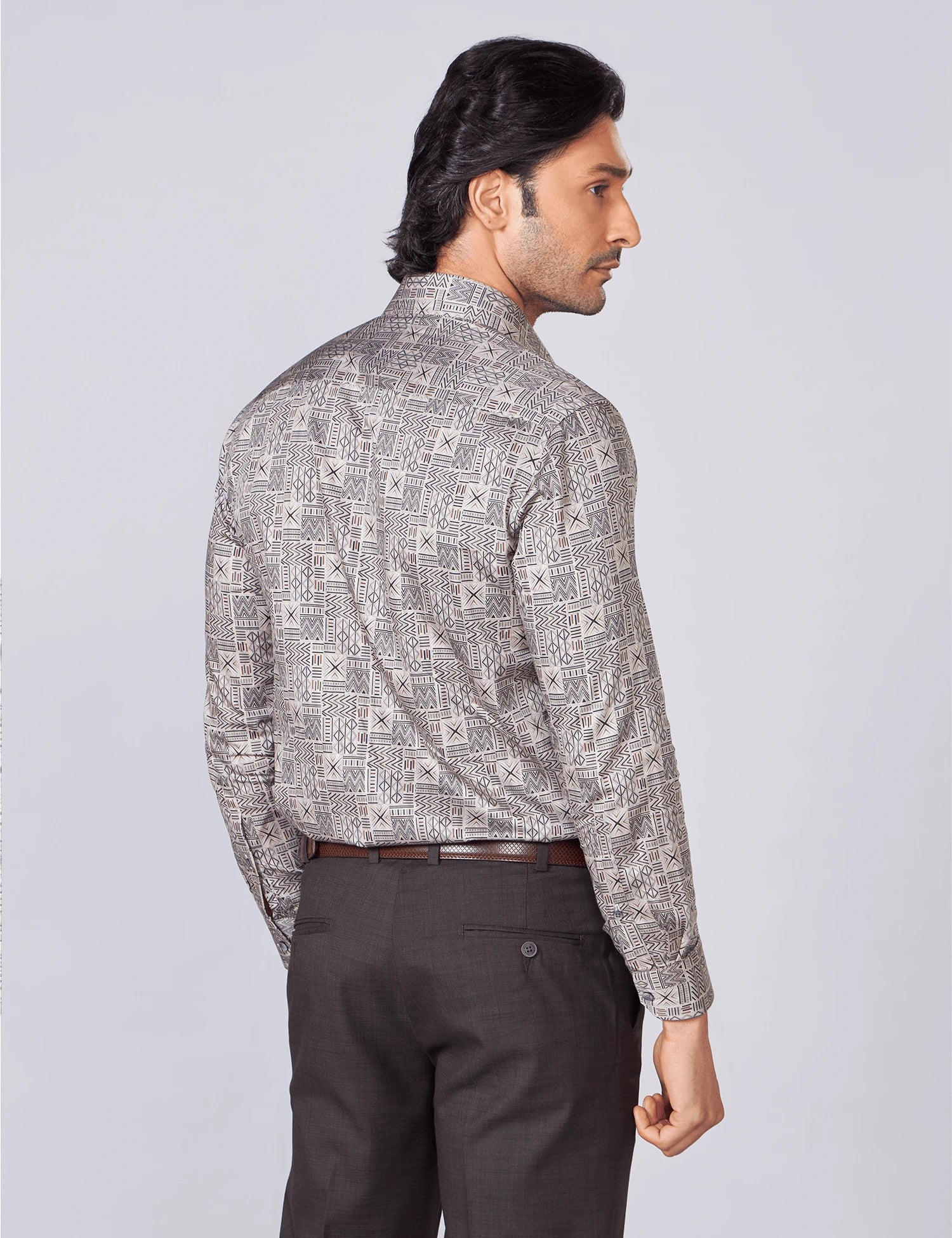 Mauve Geometric Digital Print Shirt
