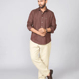 Chocolate Brown Cotton Denim Shirt
