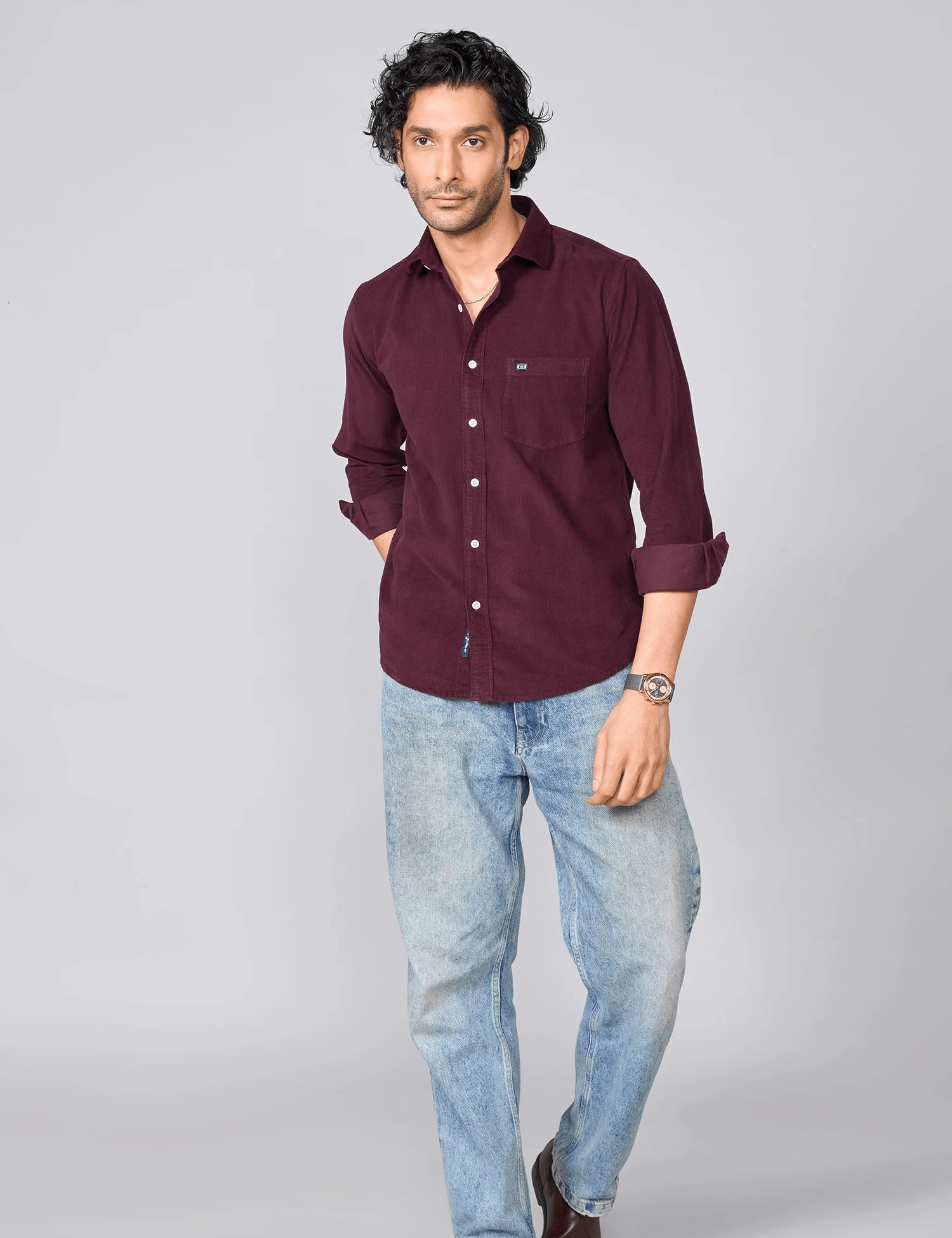 Maroon Oxford Cotton Shirt