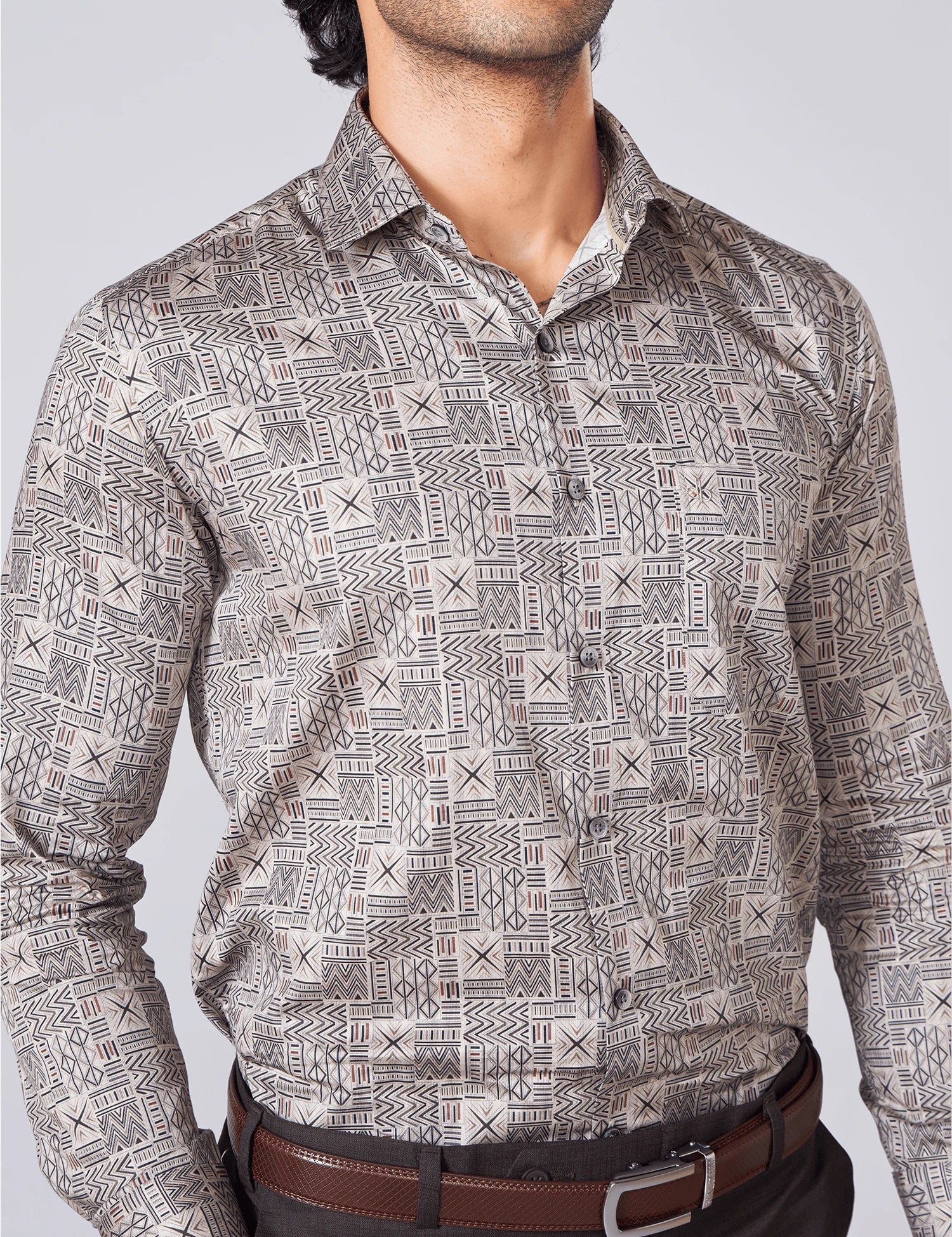 Mauve Geometric Digital Print Shirt