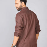Chocolate Brown Cotton Denim Shirt