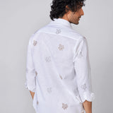 White Embroidered Linen Rich Shirt