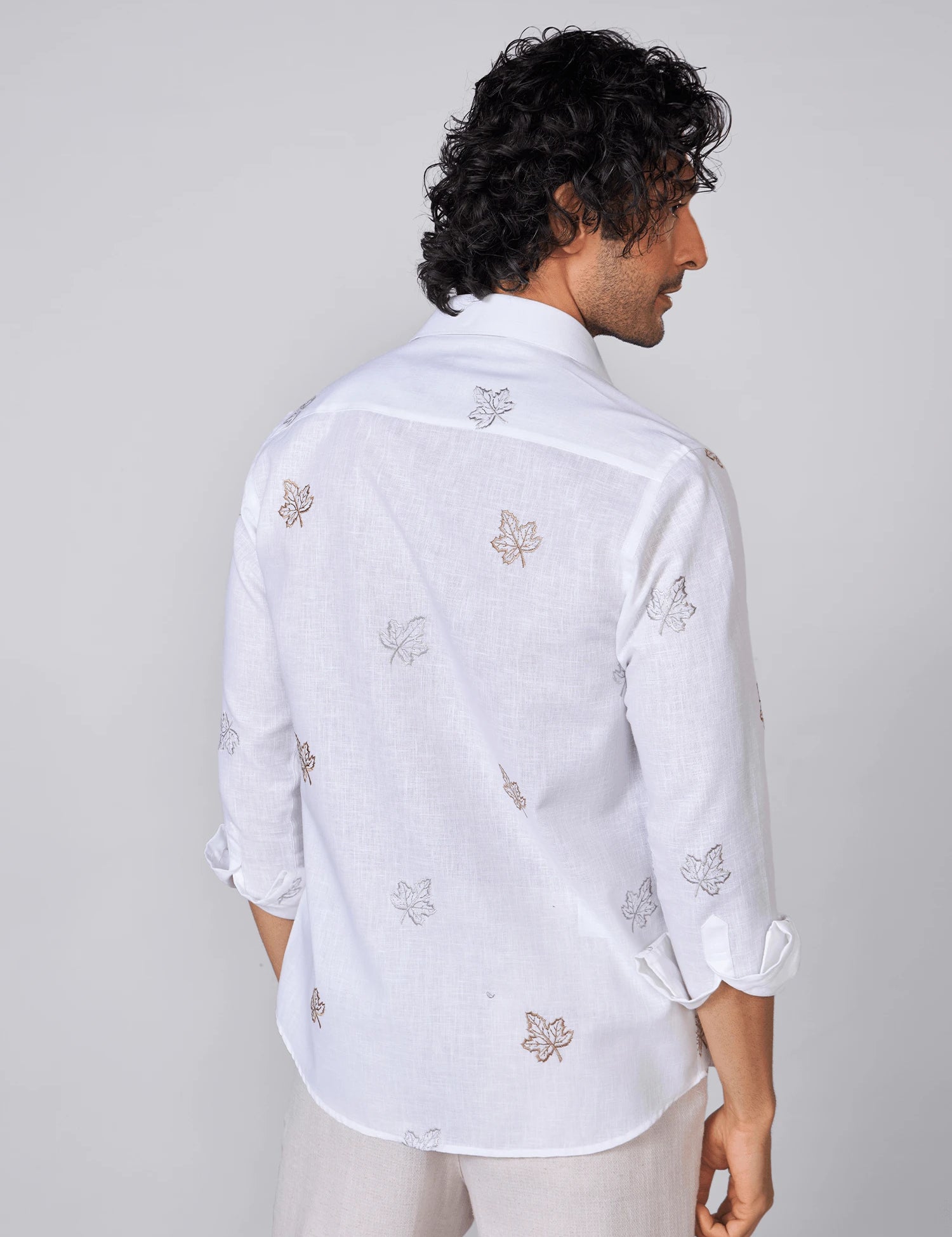 White Embroidered Linen Rich Shirt