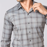 Light Grey Checked Japanese Lycra Shirt
