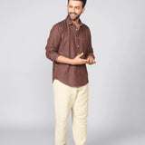 Chocolate Brown Cotton Denim Shirt