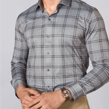Light Grey Checked Japanese Lycra Shirt