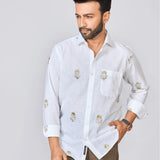 White Embroidered Linen Rich Shirt