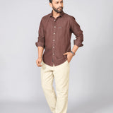 Chocolate Brown Cotton Denim Shirt