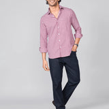 Red & White Checked Giza Cotton Twill Shirt