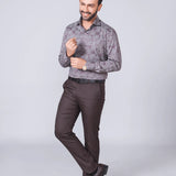 Mauve Floral Print Cotton Twill Shirt