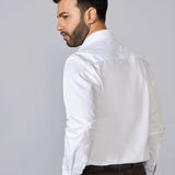 White Linear Detail Giza Cotton Shirt