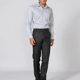 White & Blue Vertical Striped Jacquard Shirt
