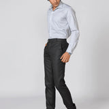 White & Blue Vertical Striped Jacquard Shirt