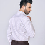 White Fine Striped Giza Cotton Shirt