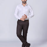 White Fine Striped Giza Cotton Shirt