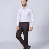 White Fine Striped Giza Cotton Shirt