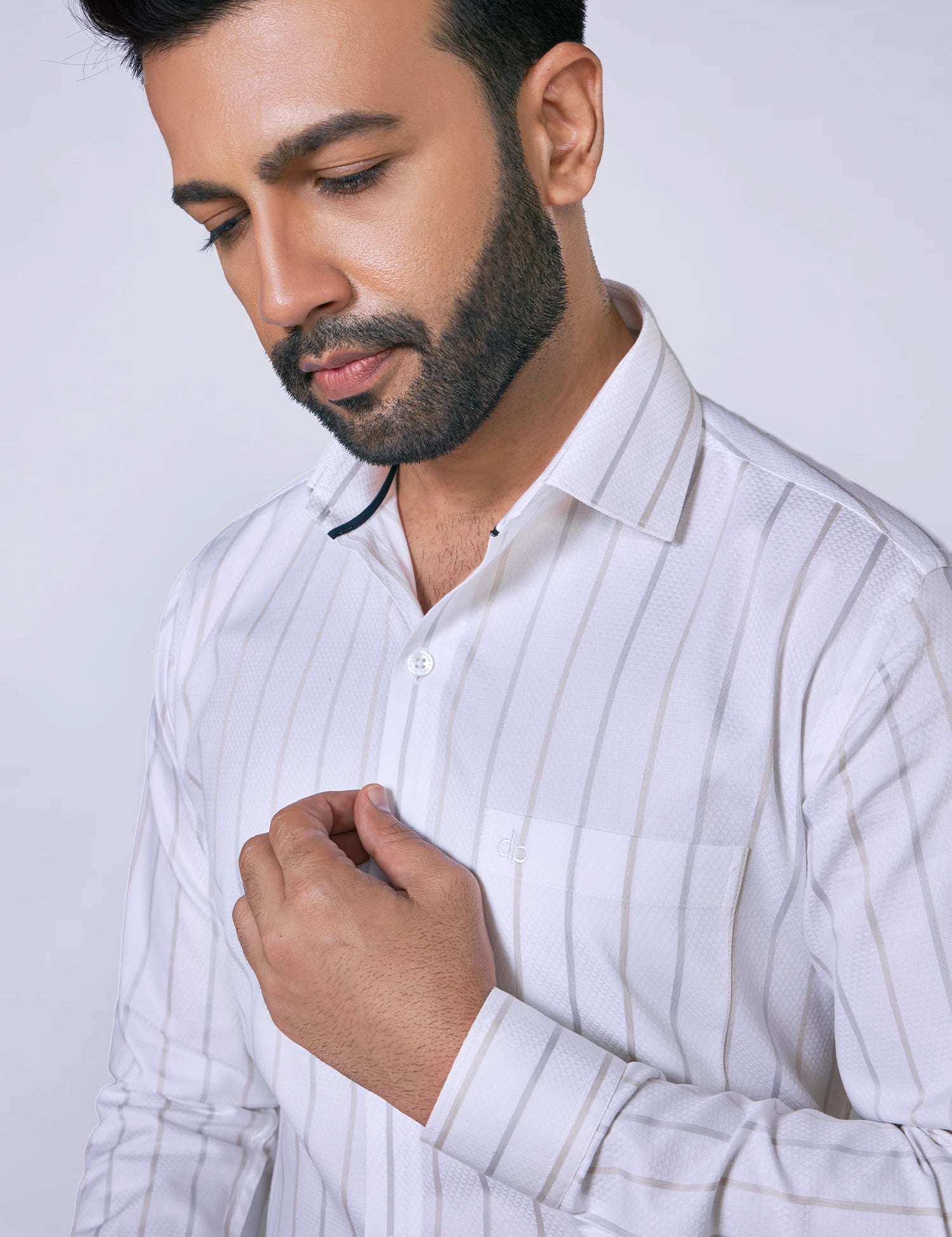 White Fine Striped Giza Cotton Shirt