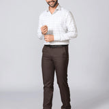 Cream & Grey Windowpane Check Giza Cotton Shirt