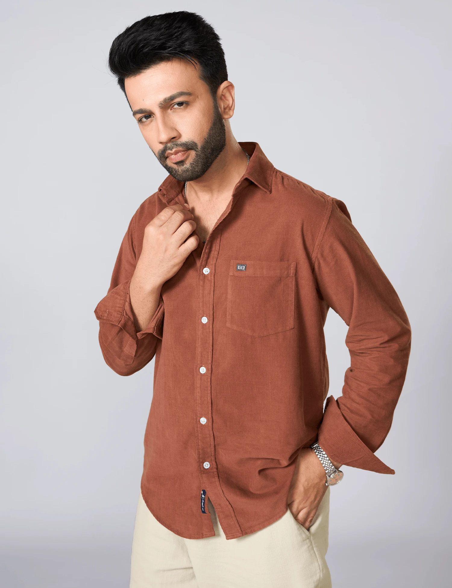 Brown Fine Corduroy Shirt