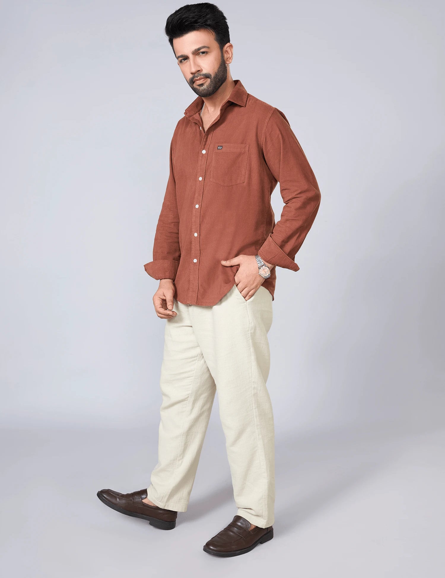 Brown Fine Corduroy Shirt