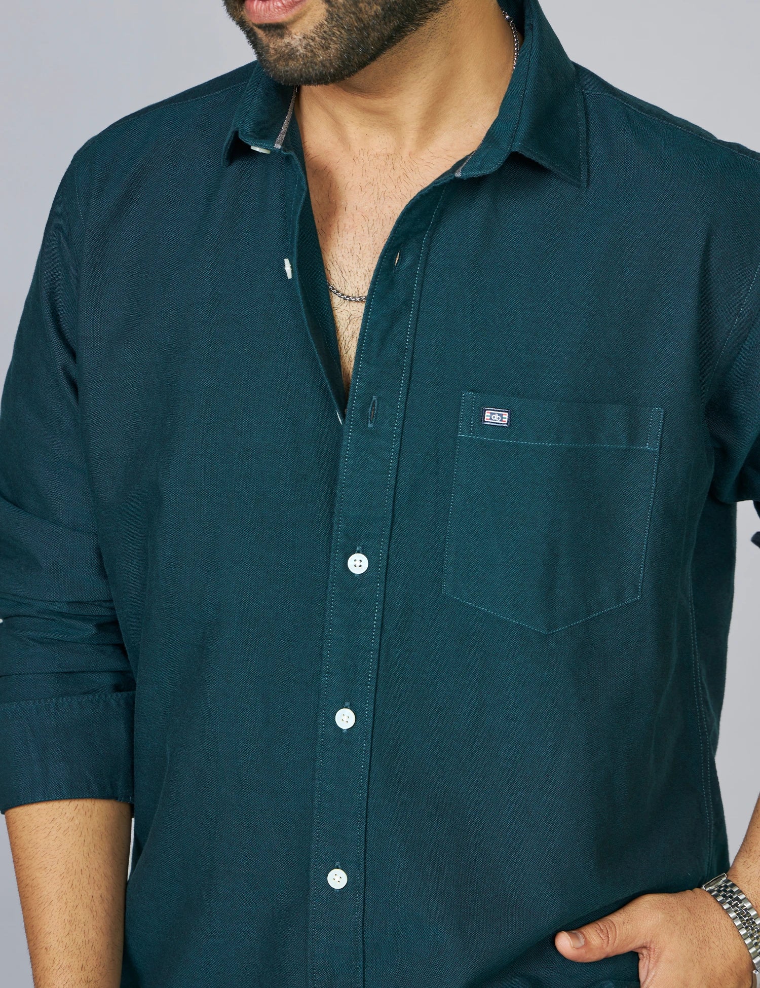 Deep Teal Oxford Cotton Shirt