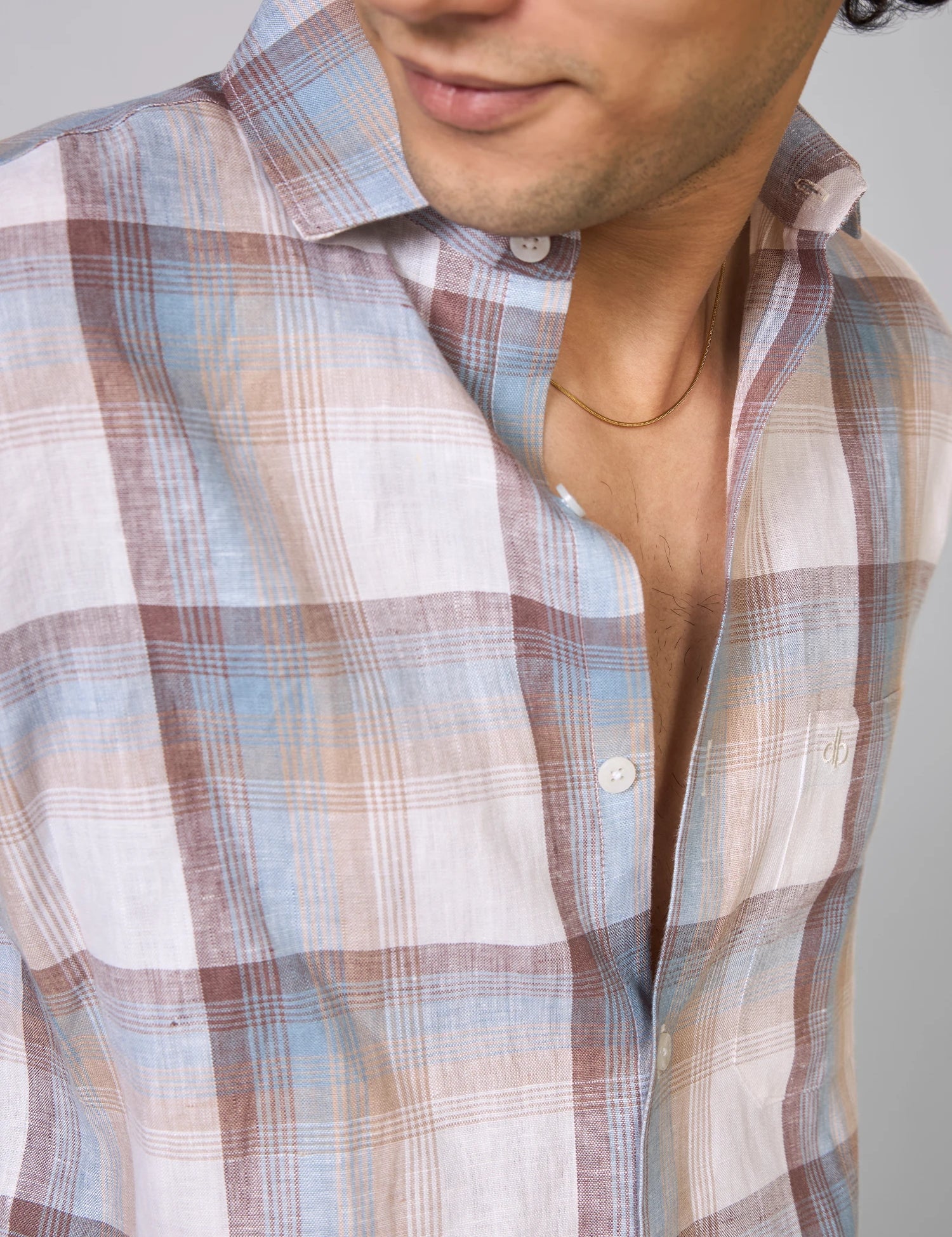 Multi-Colour Checked Pure Linen Shirt