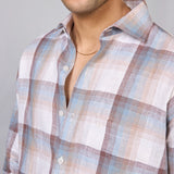 Multi-Colour Checked Pure Linen Shirt