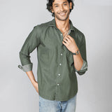 Olive Green Cotton Denim Shirt