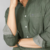 Olive Green Cotton Denim Shirt