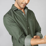 Olive Green Cotton Denim Shirt