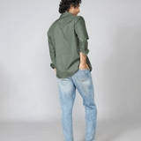 Olive Green Cotton Denim Shirt