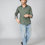 Olive Green Cotton Denim Shirt