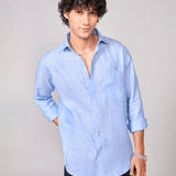 Sky Blue Solid Pure Linen Shirt