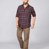 Dark Brown Checked Cotton Oxford Shirt