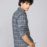 Grey Checked Cotton Casual Shirt