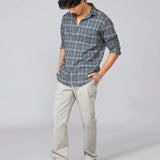 Grey Checked Cotton Casual Shirt