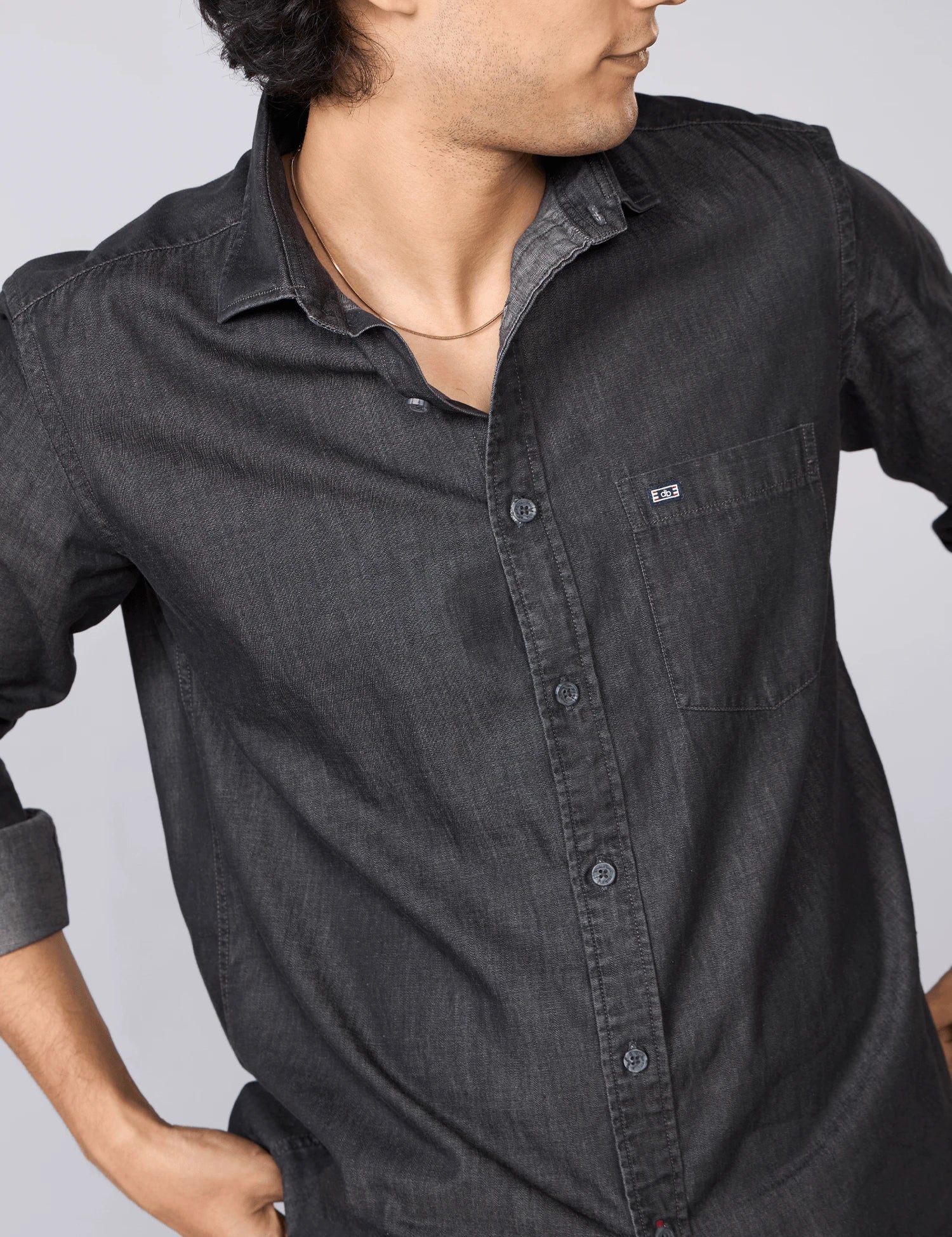 Charcoal Cotton Denim Shirt