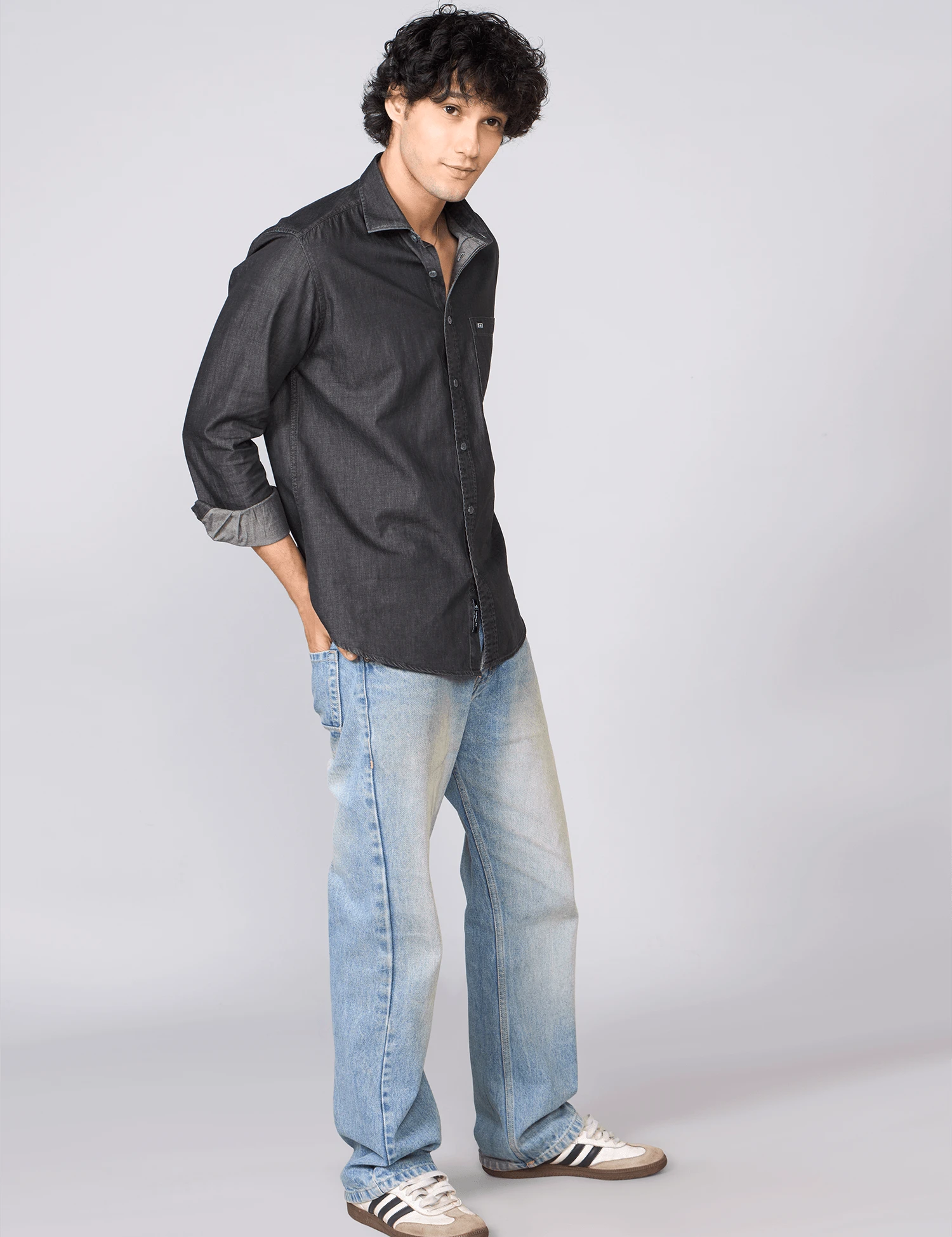 Charcoal Cotton Denim Shirt