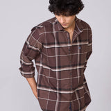 Brown Checked Oxford Cotton Shirt