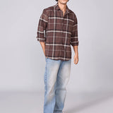 Brown Checked Oxford Cotton Shirt