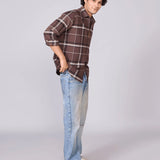 Brown Checked Oxford Cotton Shirt