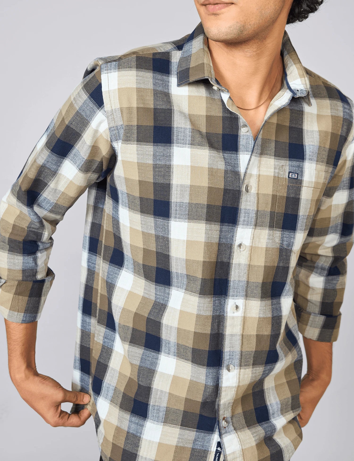 Multi-Colour Checked Indigo Cotton Shirt