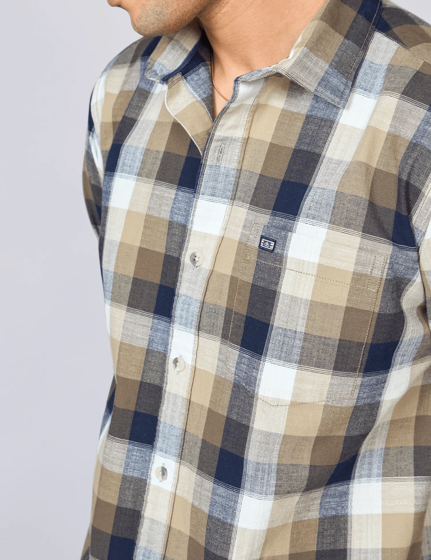 Multi-Colour Checked Indigo Cotton Shirt