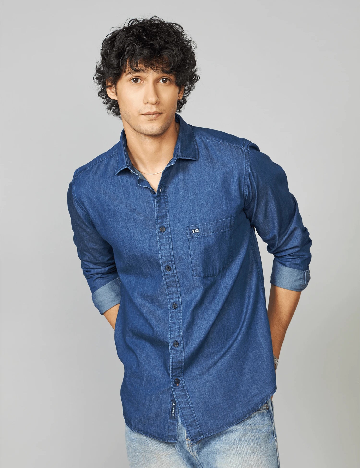 Blue Cotton Denim Shirt